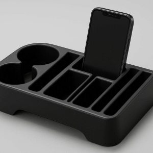 Car Center Console Organizer with Cup Holders and Phone Slots