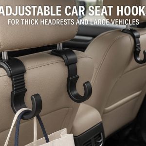 Adjustable Car Seat Hooks for Thick Headrests and Large Vehicles