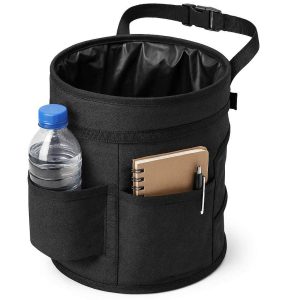 Collapsible Car Trash Can with Removable Liner and Storage Pockets