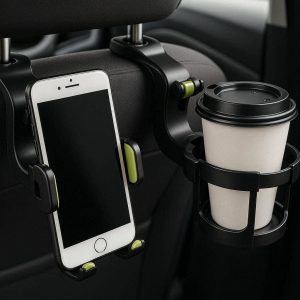 Multifunctional Car Hooks with Phone Holder and Cup Holder Attachments